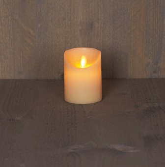 LED Stumpenkerze Rustikal Wachs elfenbein 10x7.5cm