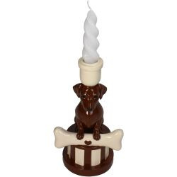 Kerzenhalter Dackel Polyresin braun11,5x10,5x21,5cm