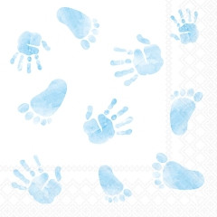 Serviette Hands and feet blue 33x33cm