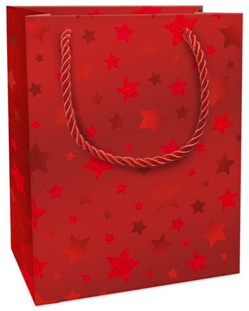 Geschenktasche 12x15x6cm Shimmering Stars rot