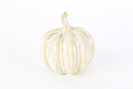 Kürbis Keramik creme weiss 9,5x9,5x9,8cm