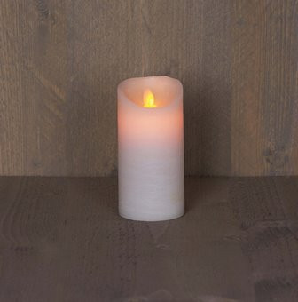 LED Stumpenkerze Rustikal Wachs weiss 15x7.5cm
