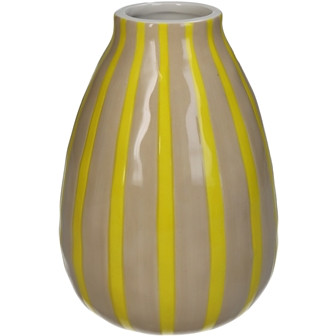Vase gestreift Dolomite gelb 12x12x18cm