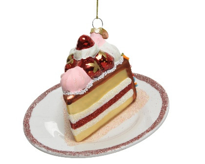 Hänger Kuchen Glas bunt glitter 12.5x12.5x8.2cm