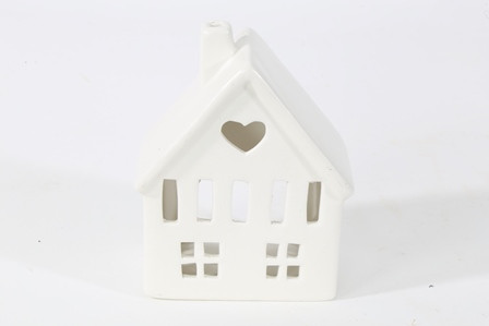Windlichthaus Keramik weiss matt 10,6x6,7x13,5cm