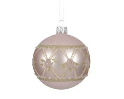 Kugel Muster rosa Glas D8cm