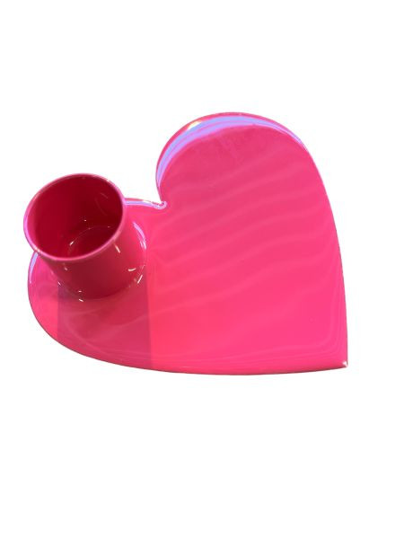 Kerzenhalter Herz pink 10x3cm