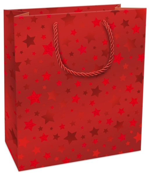 Geschenktasche 18x21x8cm Shimmering Stars rot