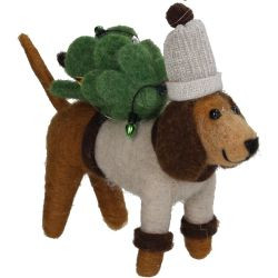Hänger Hund Baum Filz braun 15cm