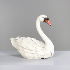 Schwan Metall weiß 34cm