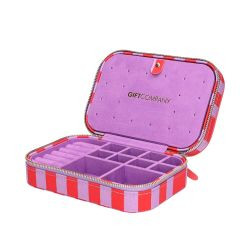 Schmucketui Baumwolle Treasure S gestreift rot/ lila 16x11x5,5cm