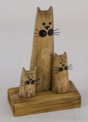 Katzen auf Fuß Holz natur 10,5x5x15,5cm