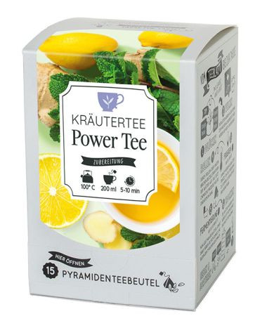Pyramidenbeutelbox Power Tee Kräutertee 15 Btl.