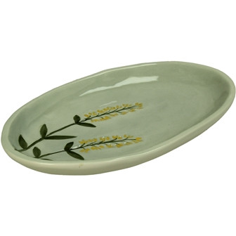 Teller Flower Steingut grau 19,7x12x1,8cm