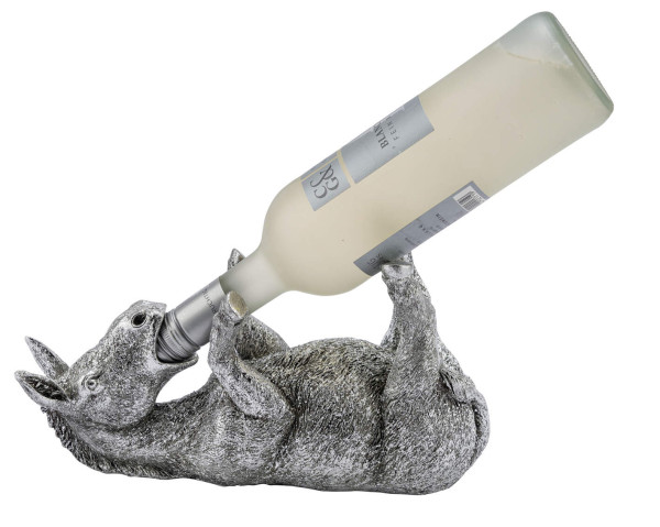Flaschenhalter Esel Poly silber 29x10x16cm