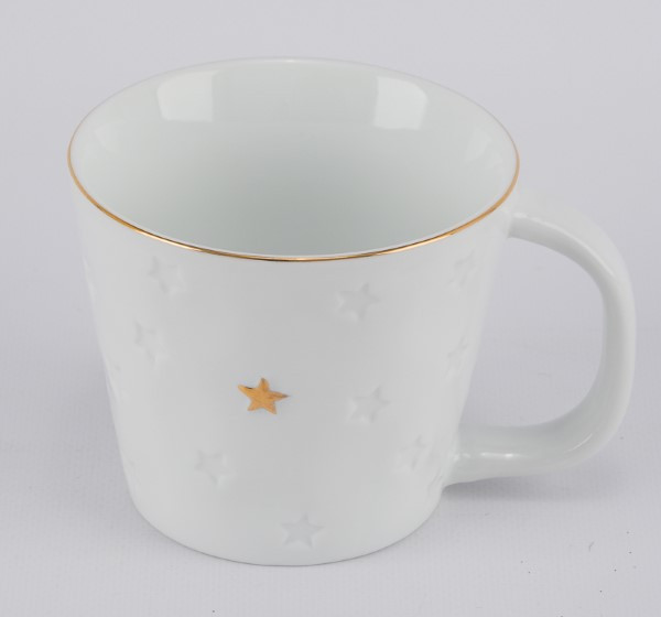 Tasse Porzellan weiß gold 10x10x8,5cm