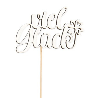 Stecker Holz viel Glück weiss