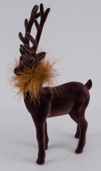 Hirsch braun beflockt 12x4x19cm
