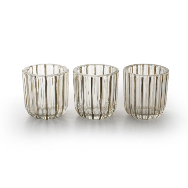 Windlicht Glas klar gold 2fach sortiert