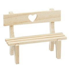 Holzbank mit Herz natur 10x4,5x7,5cm