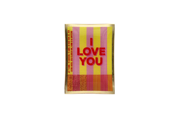 Glasteller I love you gelb/rosa 10x0,8x14,2cm