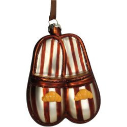 Hänger Glas Slipper Croissant braun 9cm