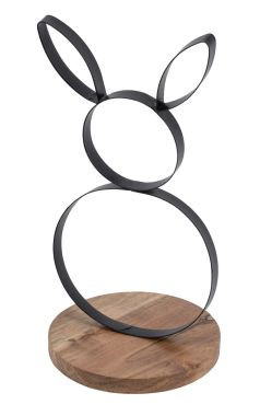 Hase Metall Mangoholzfuß schwarz/natur 18x15x37cm