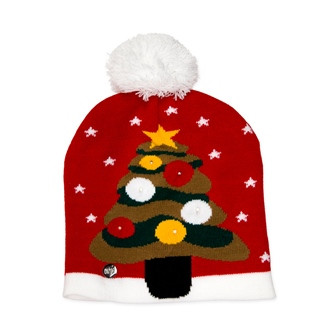 LED Weihnachtsmütze Baum rot/weiss/grün