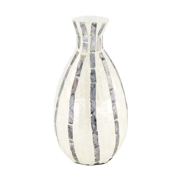 Flasche Muscheln weiss/schwarz 16x16x29cm