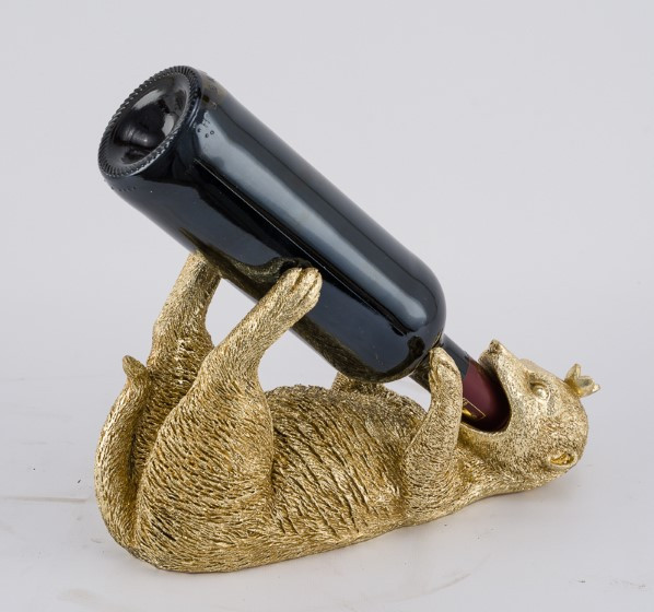 Flaschenhalter Erdmännchen Poly gold 30x11x17cm