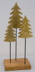 Tannen auf Holzfuß gold 21x15x50cm