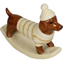 Figur Rocking Dachshund Dolomite braun 17x5,5x14cm