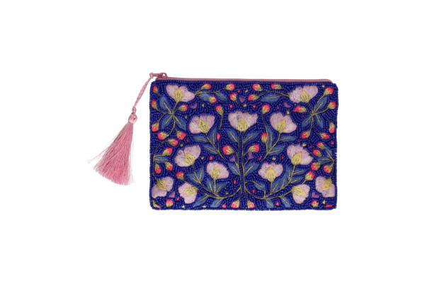 Kosmetiktasche Blüten, blau 0,5x12x18cm