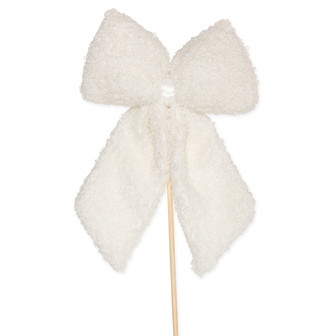 Stecker Schleife Teddyfell weiß