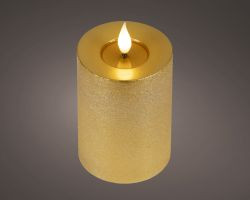 LED Kerze gold indoor 13,5x7,5cm