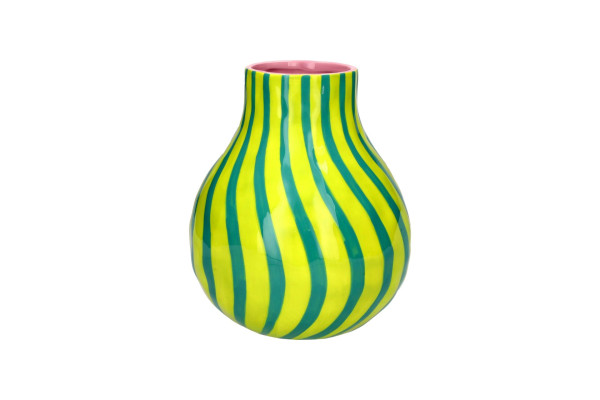 Vase Gestreift M grün/türkis 16,8x16,8x19,6cm