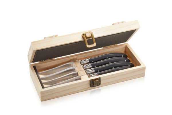 Steakmesser-Set BASCO 4 Stück in edler Kiefernholz-Box