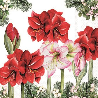 Serviette Blooming amaryllis white 33x33cm