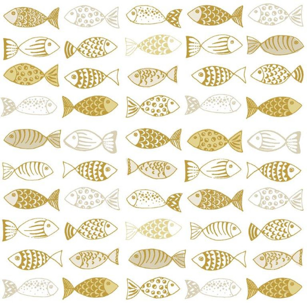 Serviette Atelier 33x33cm Many Fishes gold