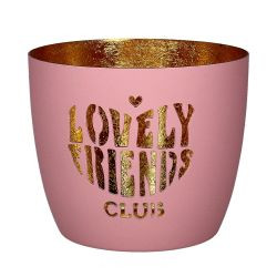 Windlicht Madras M Motiv: Lovely friends club Eisen rosa/gold H8,5cm, D10cm