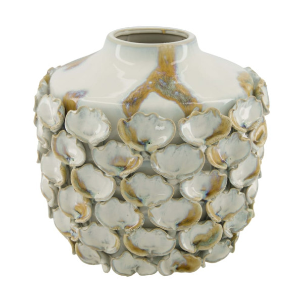 Vase Keramik weiss/braun 25.5x25.5x23.5cm