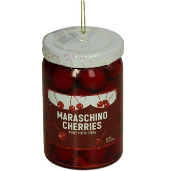 Hänger eingemachte Kirschen Glas rot 8cm