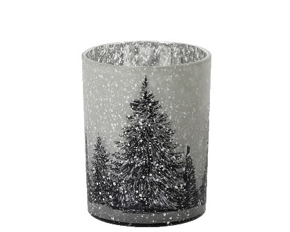 Windlicht Glas weiss schwarz 10x12.5cm