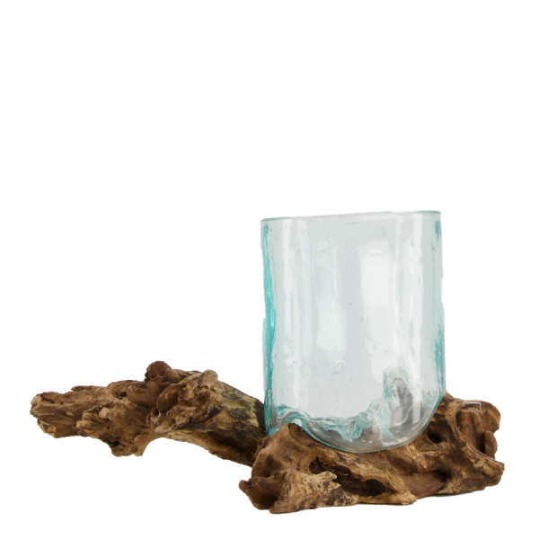 Wurzel mit Glas natur 23x15x16cm