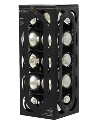 Kugeln Glas silber mix 20St. 6cm