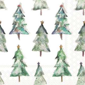 Serviette Painted trees 33x33cm