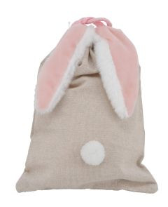Säckchen m.Plüschhoren Polyest.crem/rosa/weiß18x1x26cm
