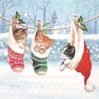 Serviette Kitten in winterland 25x25cm