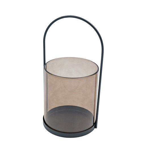 * Laterne Glas grau 27,5x14,4cm