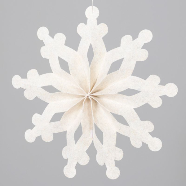 Schneeflocken Hänger Filz beige 50cm